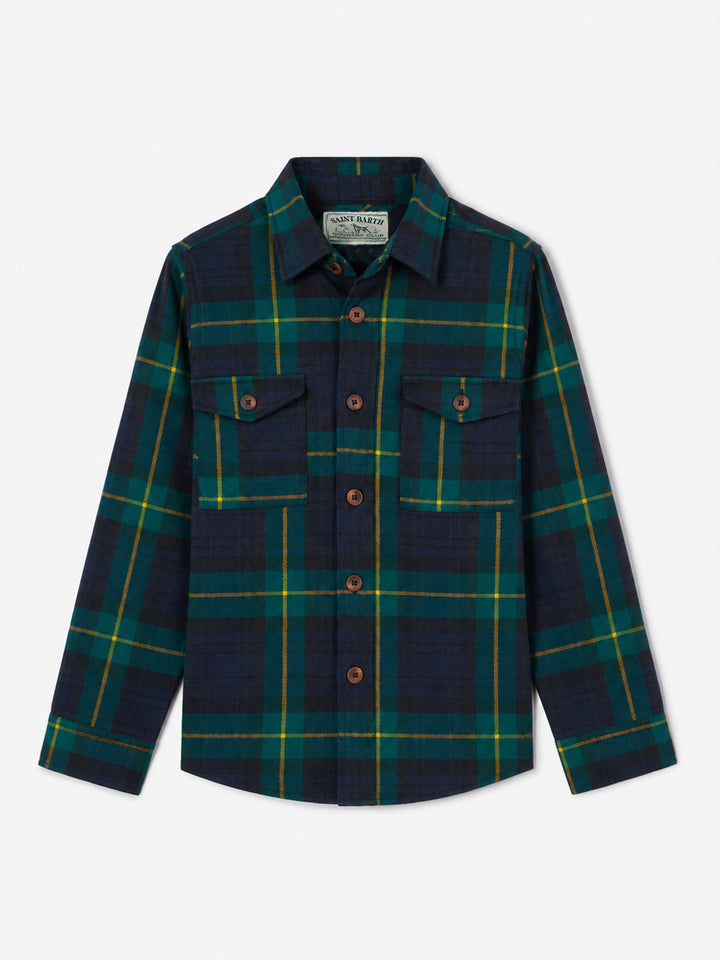 Camicia da bambino in lana con stampa scozzese