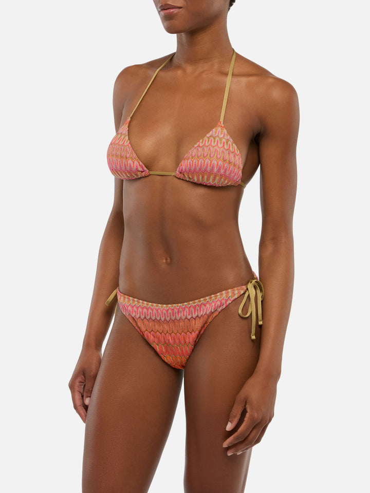 Raschel knit classic bikini Seline Elea with wave pattern