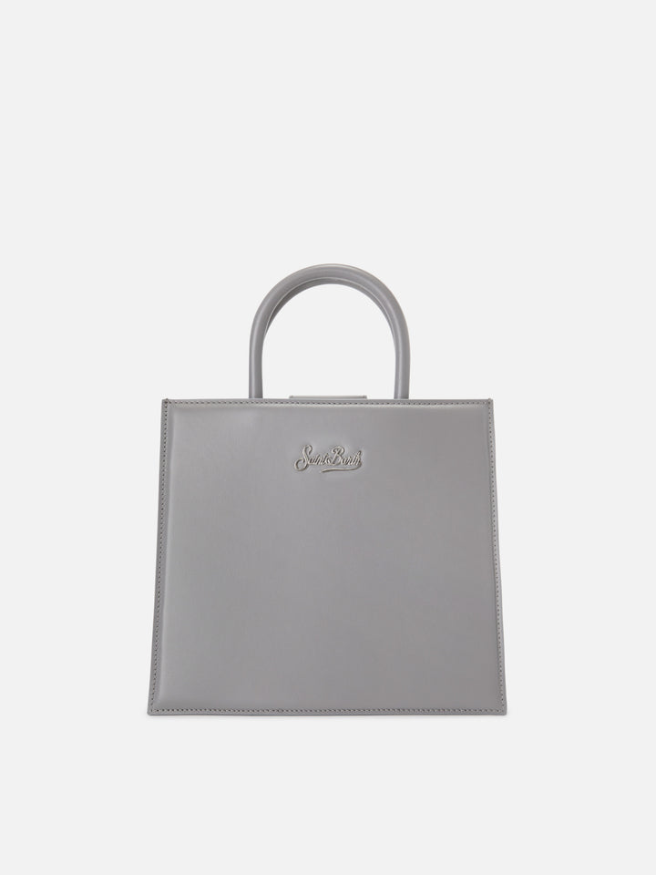 Sac Shop Bag Midi en cuir gris 