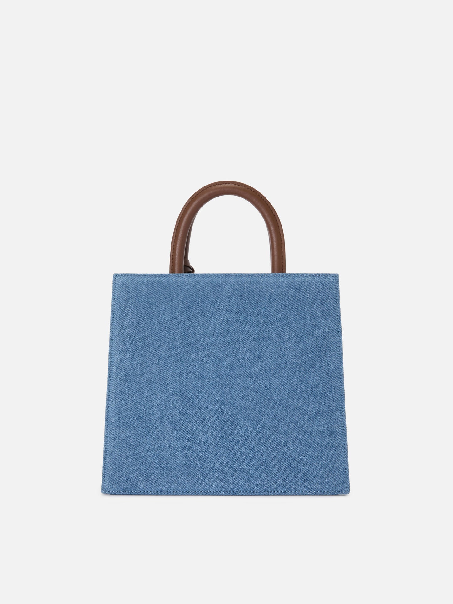 Strukturierte Shop Midi-Tasche aus Denim mit Lederdetails 