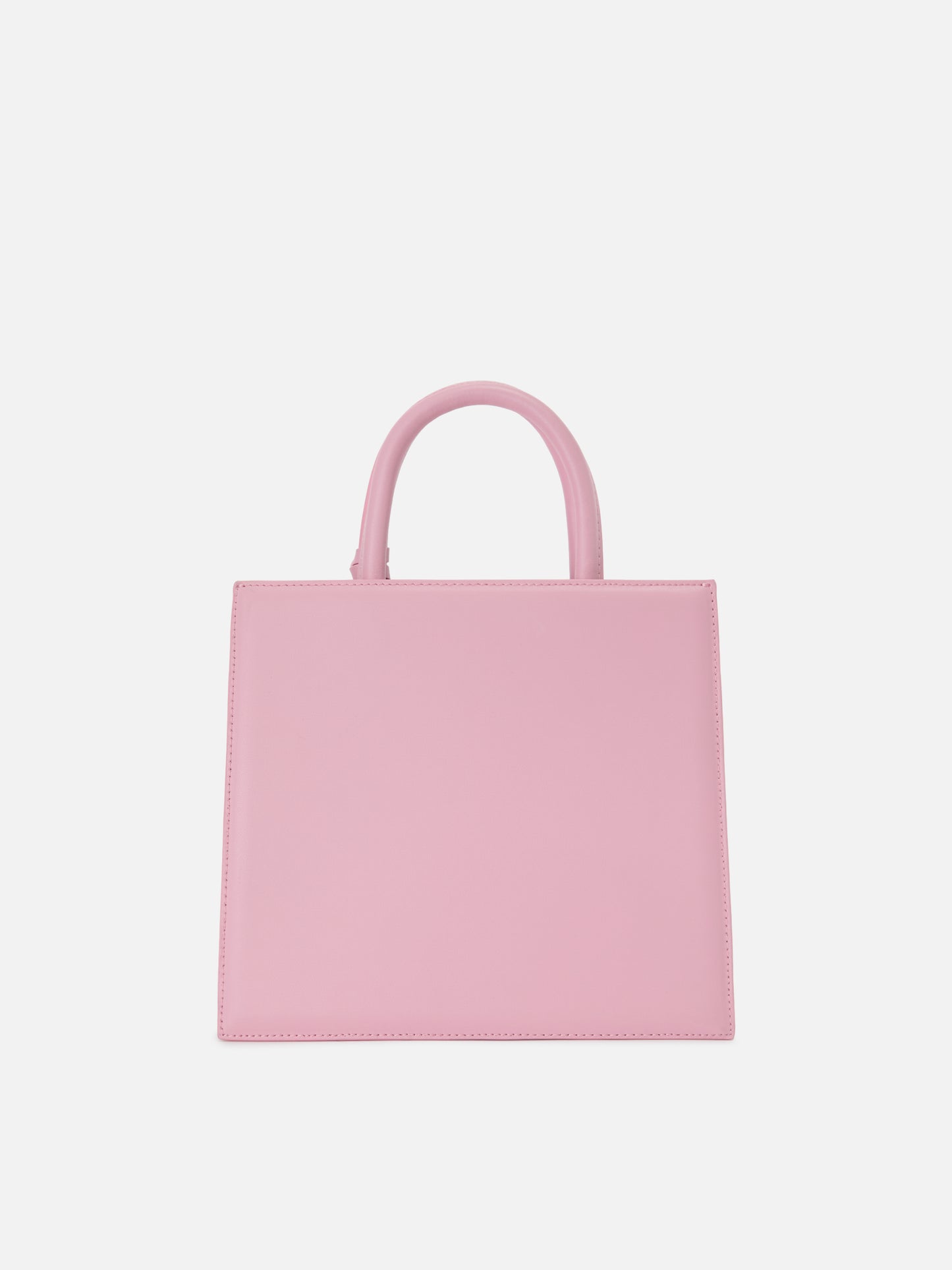 Structured Shop Midi bag in pink smooth leather with metal tag