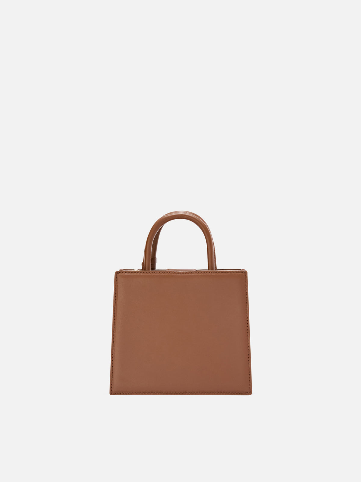 Mini Shop bag marrón en piel con letras del logo 