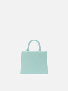 Die Structured Shop Mini Bag aus mintgrünem Glattleder mit Metall-Tag 