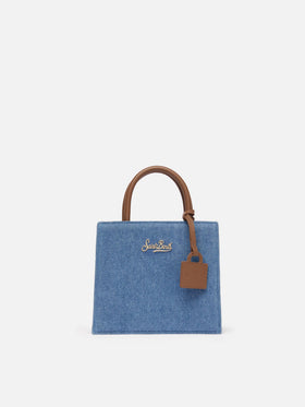 Structured Shop Mini bag in denim with leather details