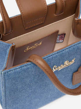 Shop Bag Mini in denim with leather details