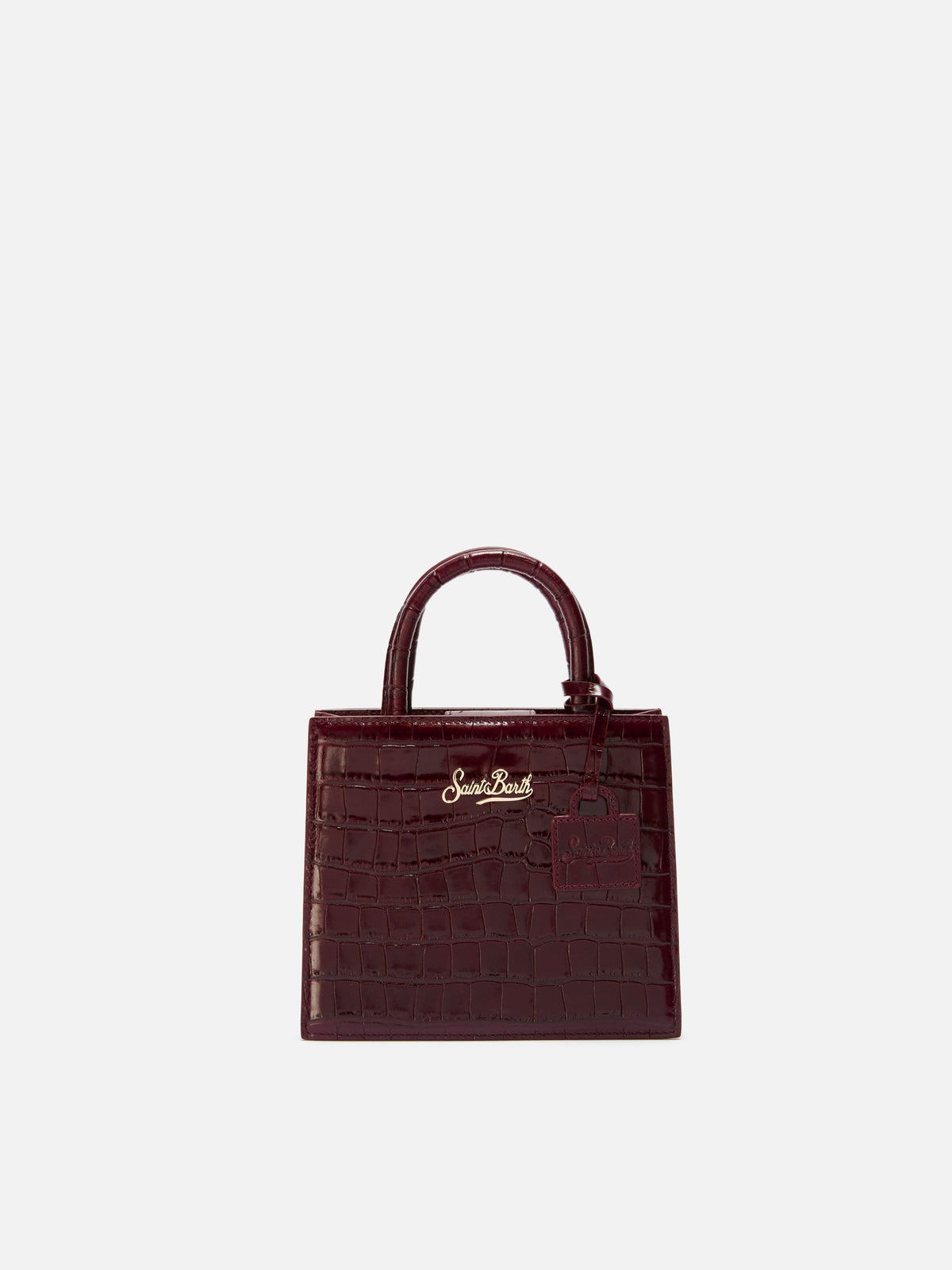 Bordeaux Mini Shop bag in croco print leather