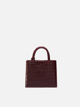 Bordeaux Mini Shop bag in croco print leather