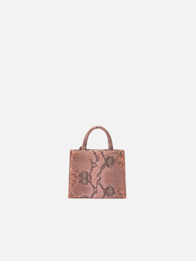 Borsa Shop Bag Micro in pelle con stampa pitonata rosa