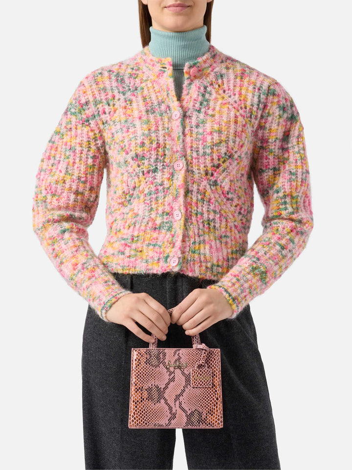 Shop Bag Mini Handbag in pink python-print leather