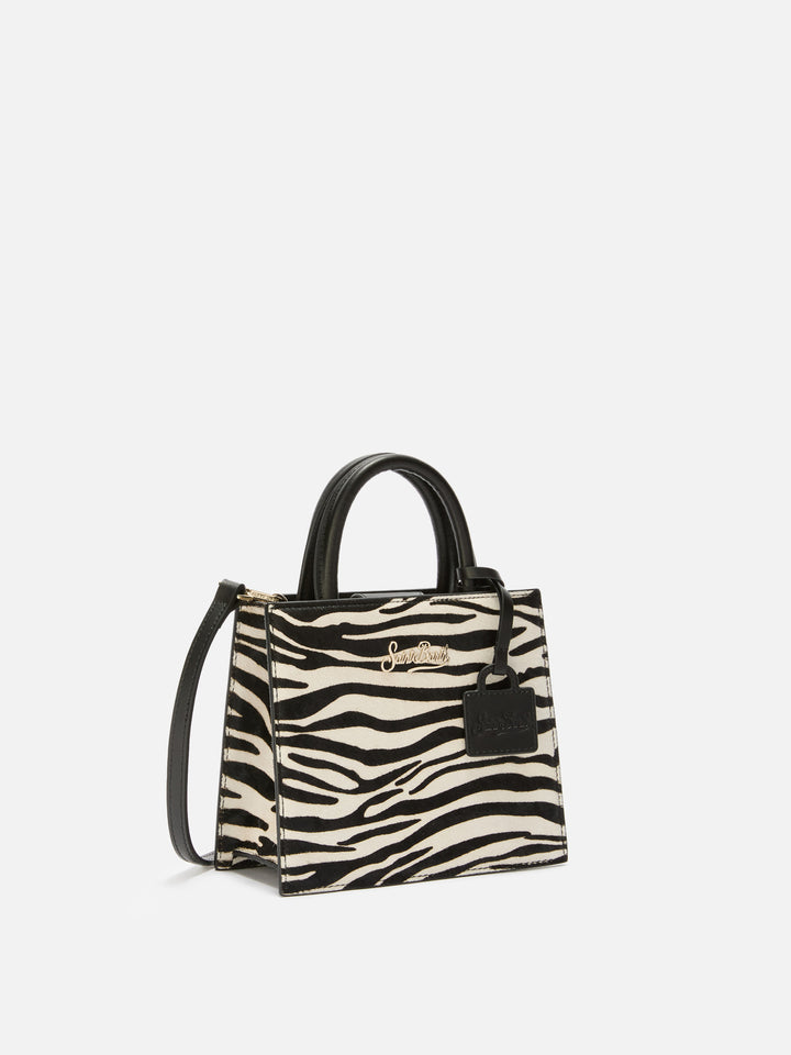 Borsa a mano Shop Bag Mini in pelle e cavallino zebrato