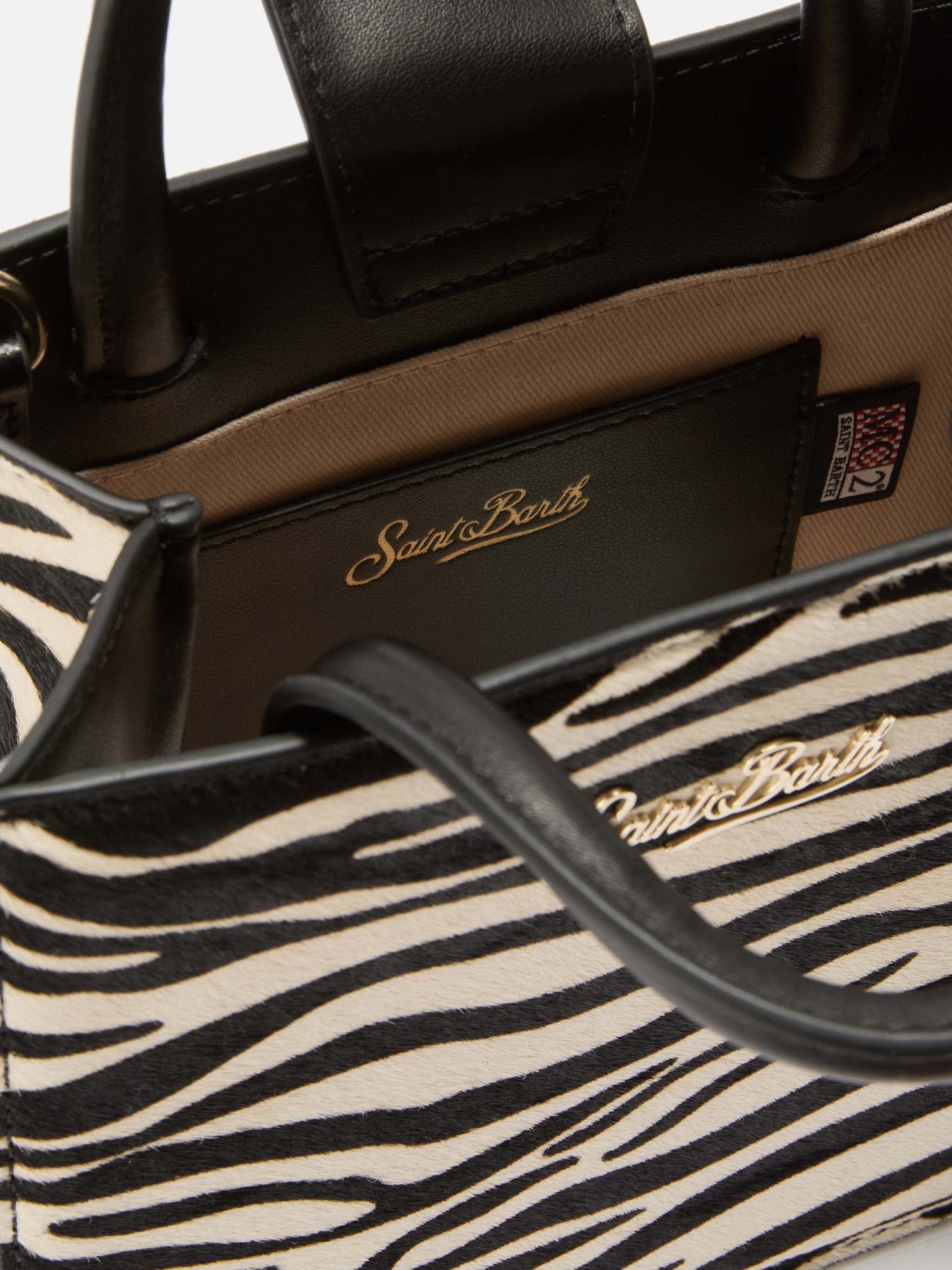 Borsa a mano Shop Bag Mini in pelle e cavallino zebrato