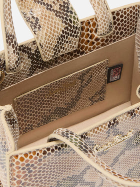 Shop Bag Mini Handbag in beige python-print leather