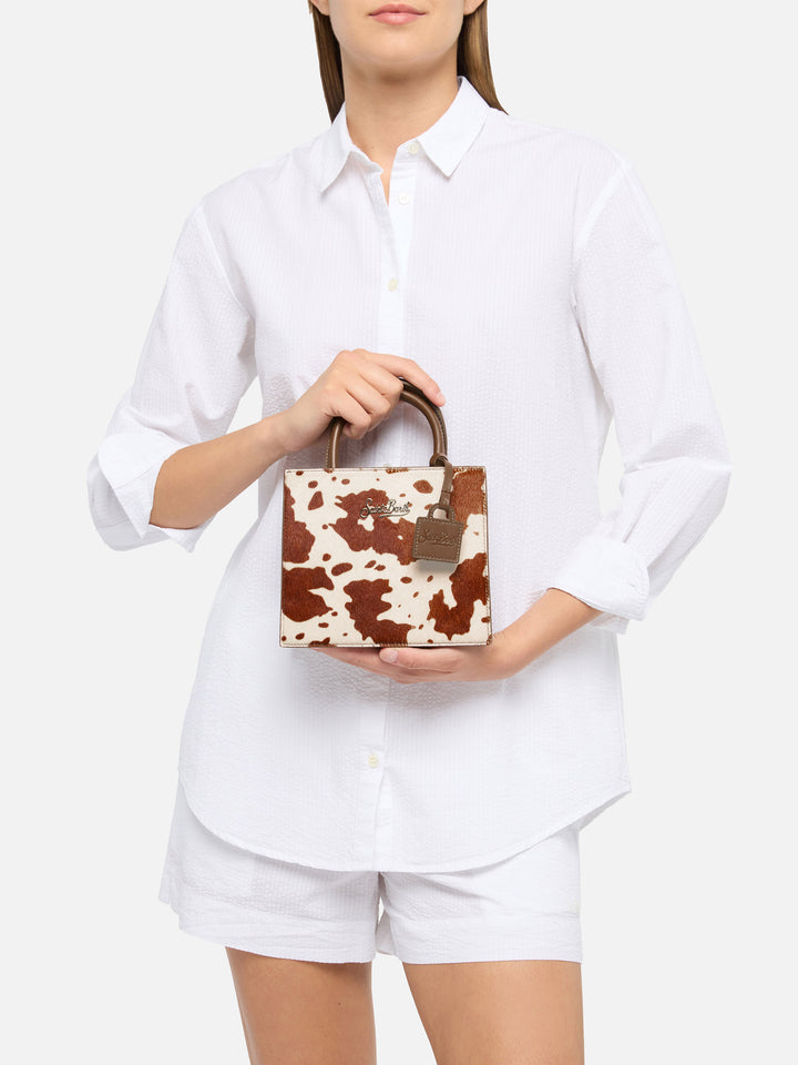 Shop Bag Mini in pony hair with cow skin print
