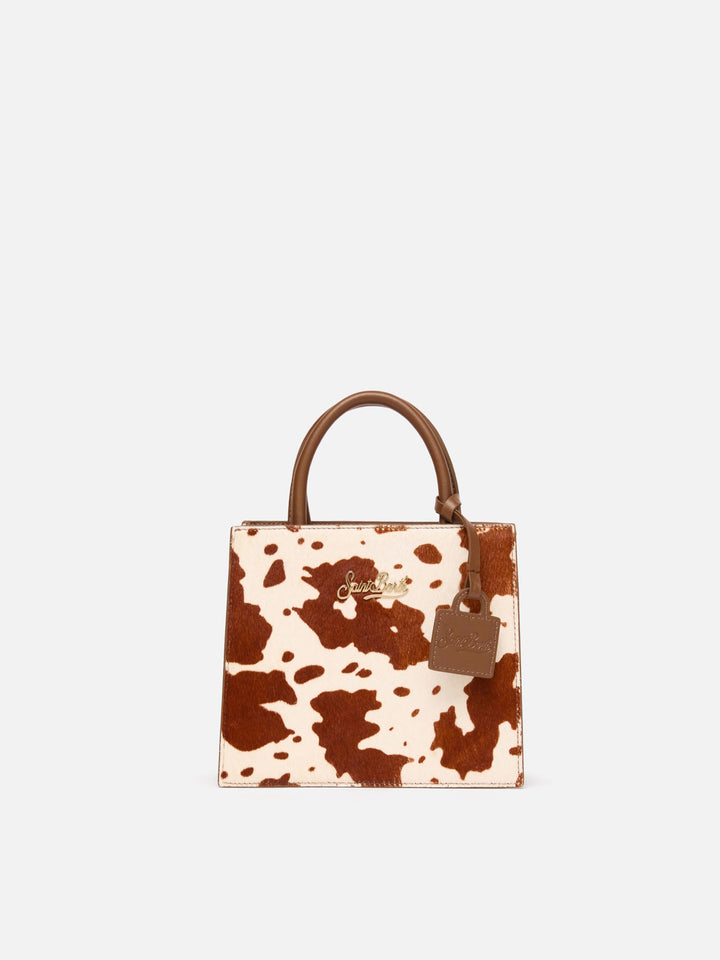 Shop Bag Mini in cavallino con stampa muccata