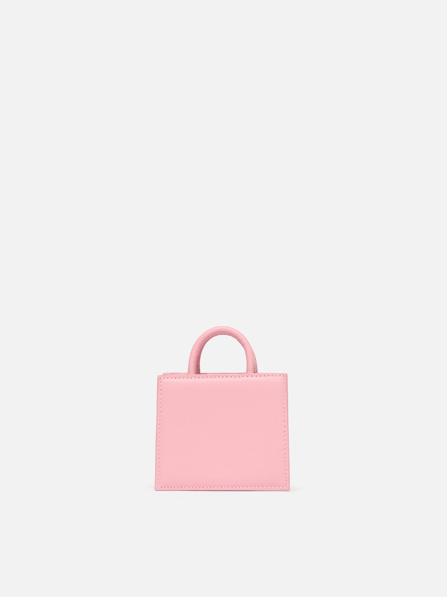 Structured Shop Micro-Bag aus rosafarbenem Glattleder mit Metallanhänger 