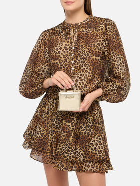 Shop Bag Micro in gold laminated leather