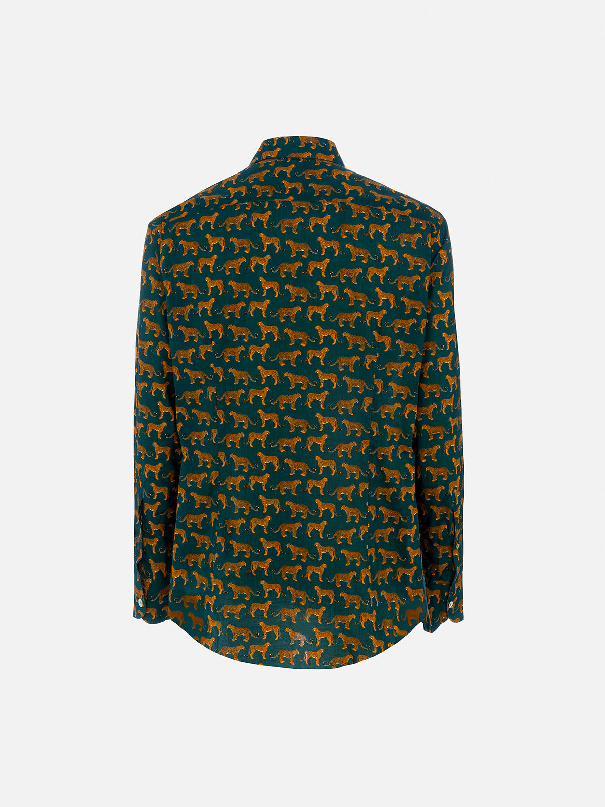 Camicia da uomo in mussola di cotone Sikelia con stampa leopardo