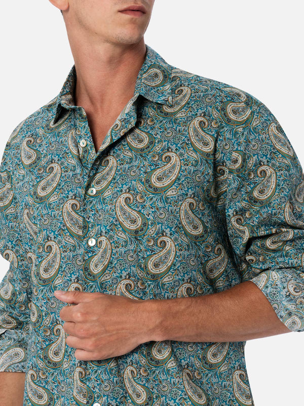 Camicia uomo Sikelia in mussola di cotone con stampa paisley