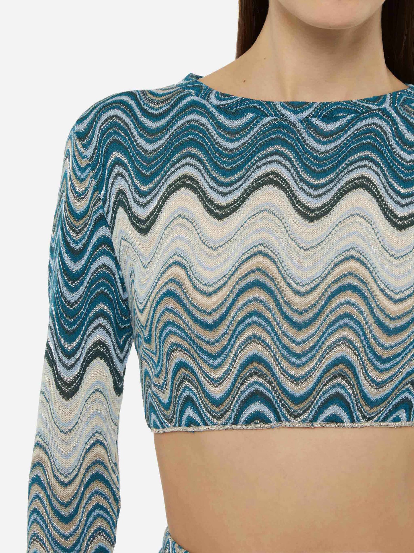 Siviglia raschel knit cropped t-shirt