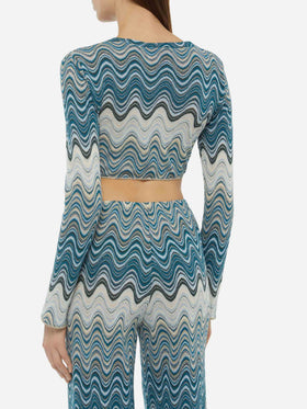 Siviglia raschel knit cropped t-shirt