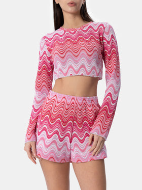 T-shirt court en maille raschel pour femme Siviglia 