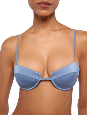Marielle shimmeravio blue classic swim briefs - Salina avio blue underwired bralette - MC2 Saint Barth