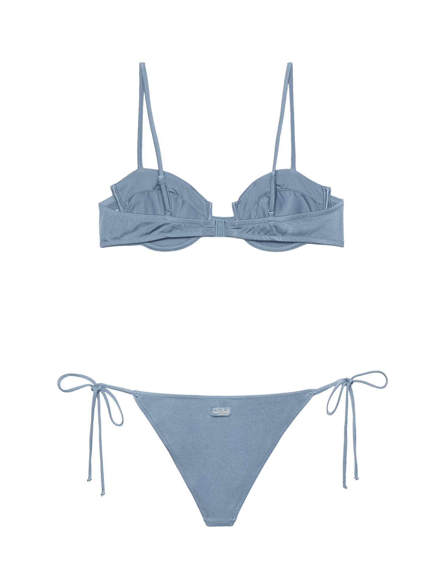 Marielle shimmeravio blue classic swim briefs - Salina avio blue underwired bralette - MC2 Saint Barth