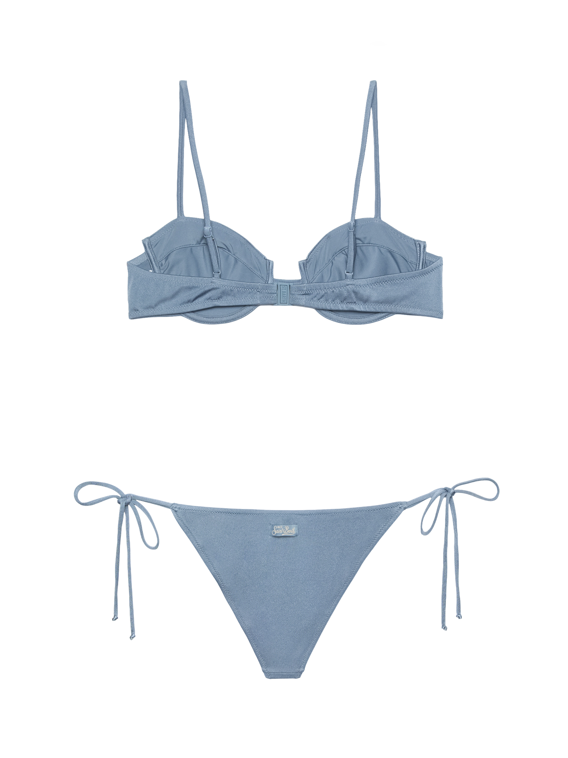 Marielle shimmeravio blue classic swim briefs - Salina avio blue underwired bralette - MC2 Saint Barth
