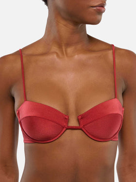 Bralette con ferretto in rosso mattone shimmer
