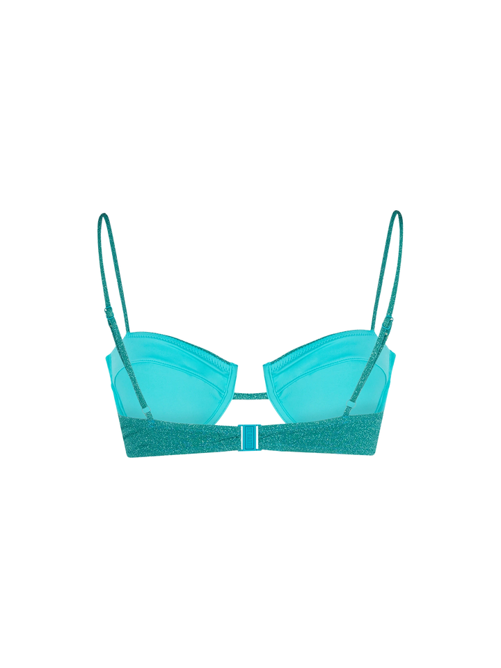Blaugrünes Lurex-Bralette-Oberteil „Salina“ mit Bügel