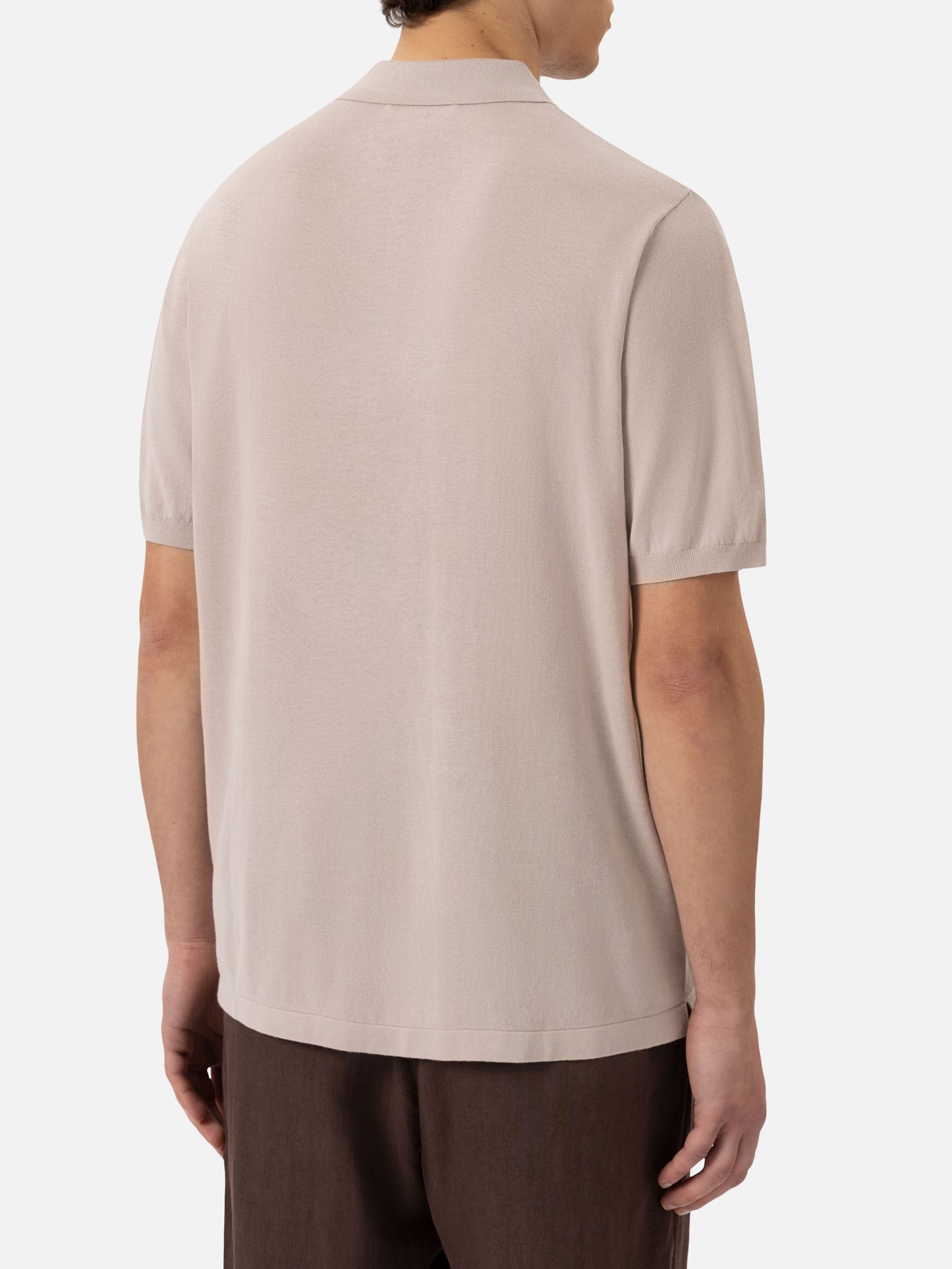 Sloan – Gestricktes Poloshirt in Steingrau