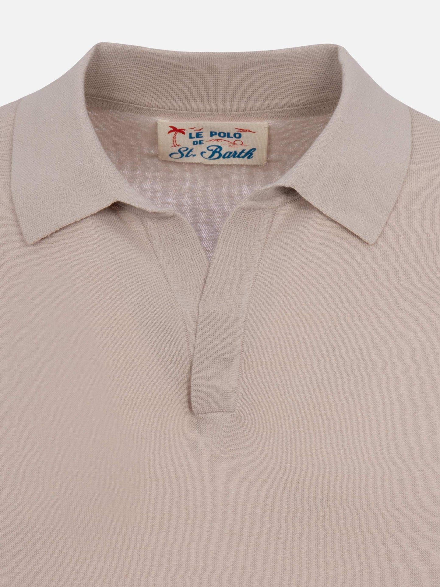 Sloan – Gestricktes Poloshirt in Steingrau