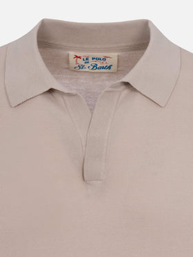 Sloan – Gestricktes Poloshirt in Steingrau