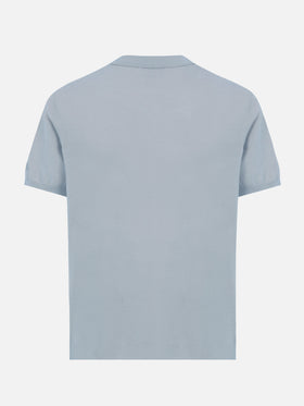 Sloan light blue buttonless knitted polo shirt - MC2 Saint Barth