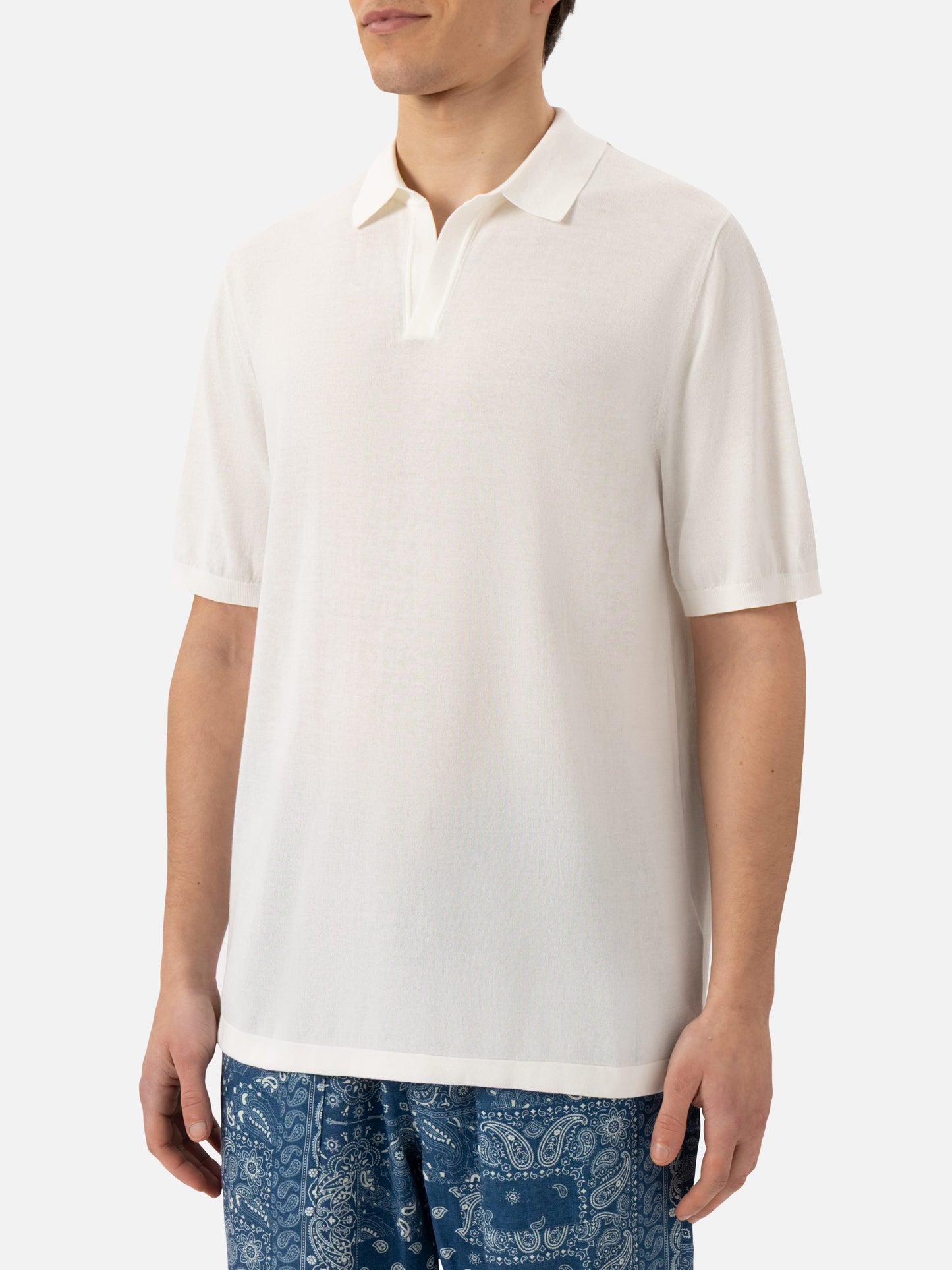 Weißes Strick-Poloshirt „Sloan“