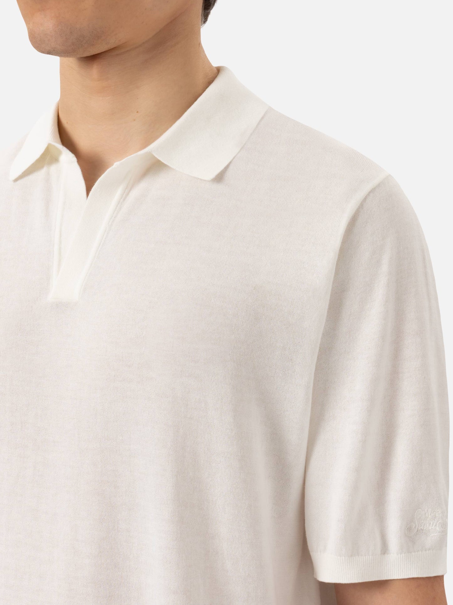 Weißes Strick-Poloshirt „Sloan“