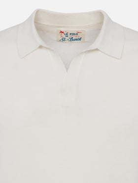 Weißes Strick-Poloshirt „Sloan“