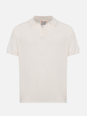 Weißes Strick-Poloshirt „Sloan“