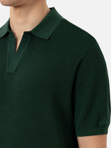 Sloan green mesh knitted polo shirt