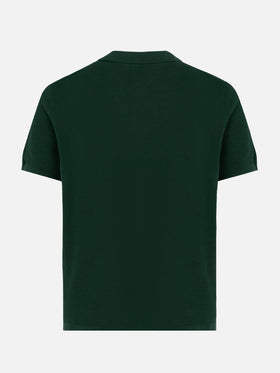 Sloan green buttonless mesh knitted polo shirt - MC2 Saint Barth