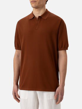 Sloan – Kamelbraunes Strick-Poloshirt