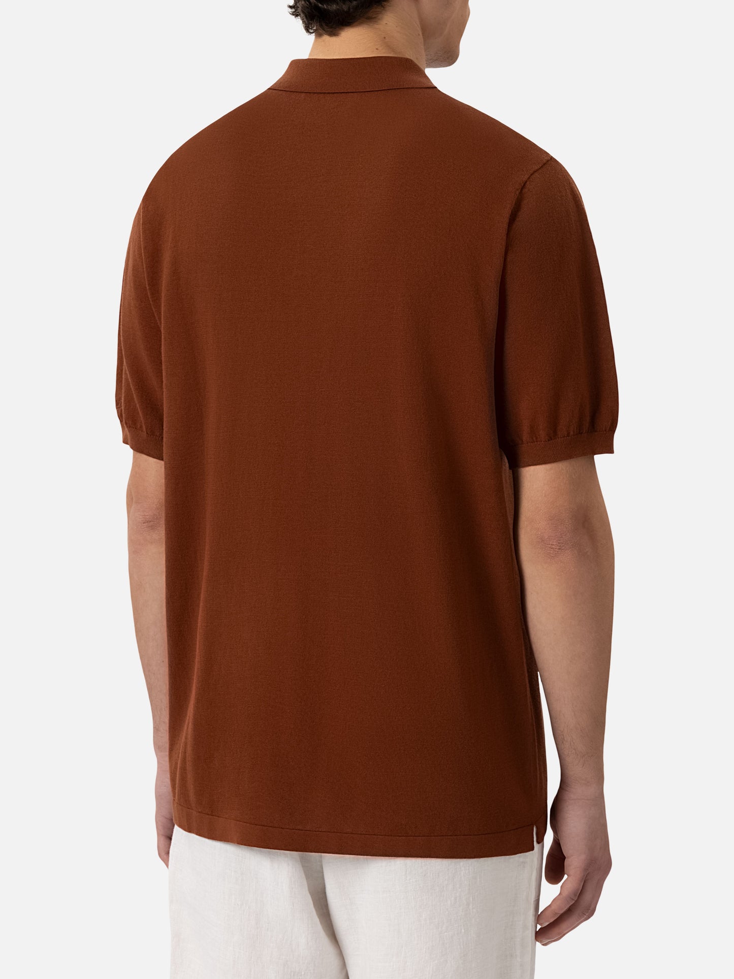 Sloan – Kamelbraunes Strick-Poloshirt
