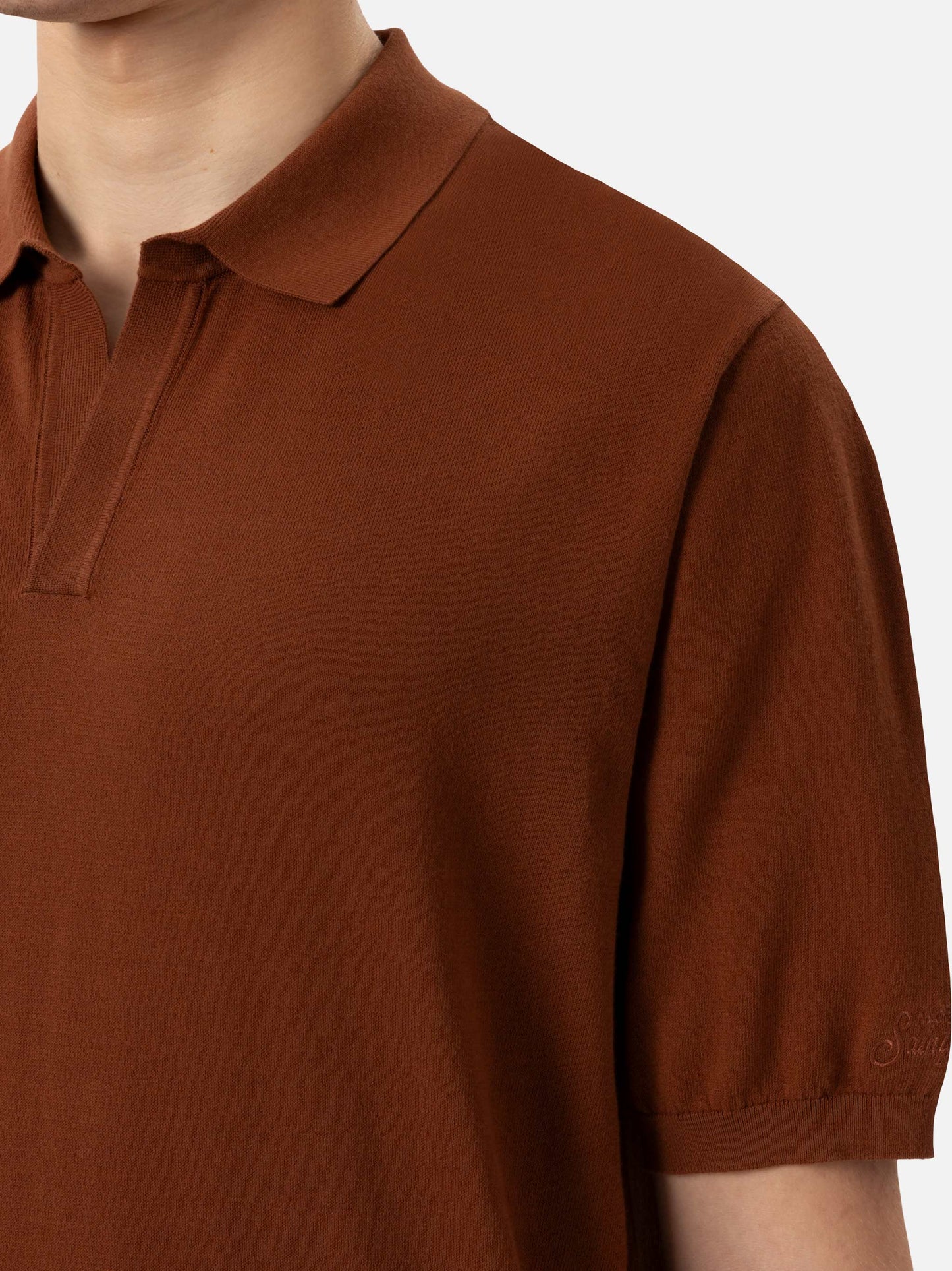 Sloan – Kamelbraunes Strick-Poloshirt