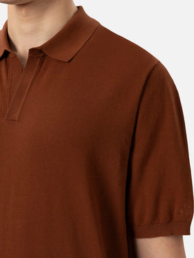 Sloan – Kamelbraunes Strick-Poloshirt