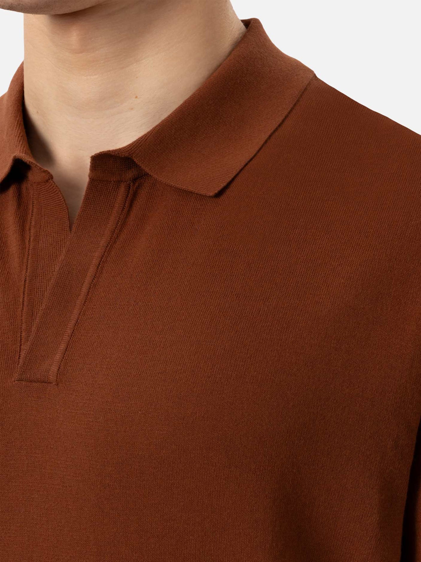 Sloan – Kamelbraunes Strick-Poloshirt