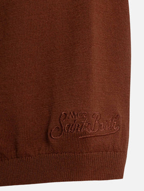 Sloan – Kamelbraunes Strick-Poloshirt