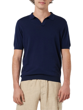 Navy blue buttonless knitted polo shirt Sloan