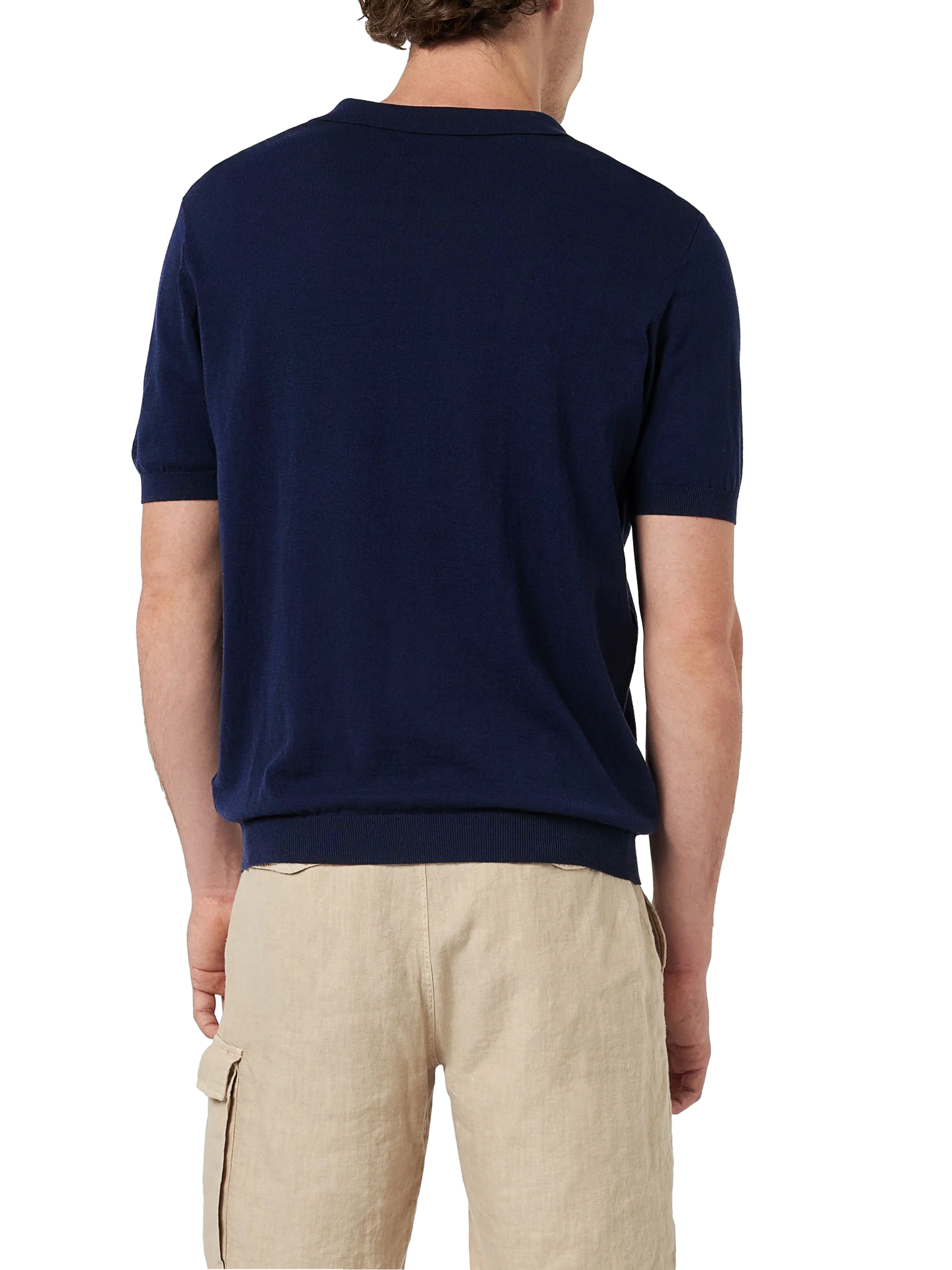 Navy blue buttonless knitted polo shirt Sloan
