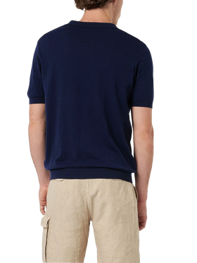 Navy blue buttonless knitted polo shirt Sloan