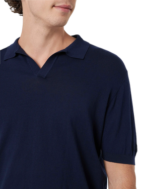 Navy blue buttonless knitted polo shirt Sloan
